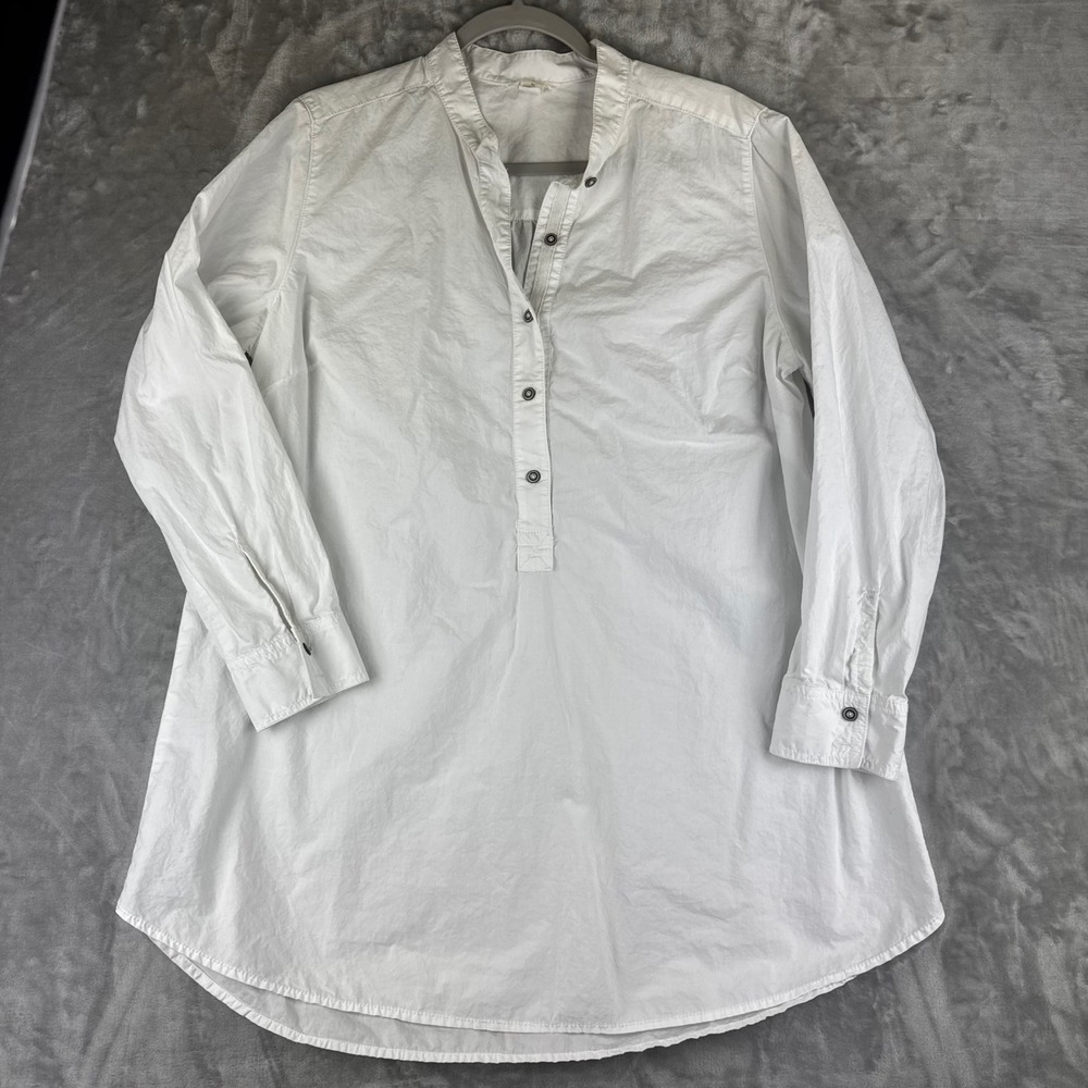 Caslon Popover Tunic Shirt Women 0X White Cotton‎ Long Sleeve Henley (1622)